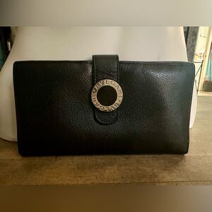 BVLGARI Genuine Black Calf Leather Continental Wallet